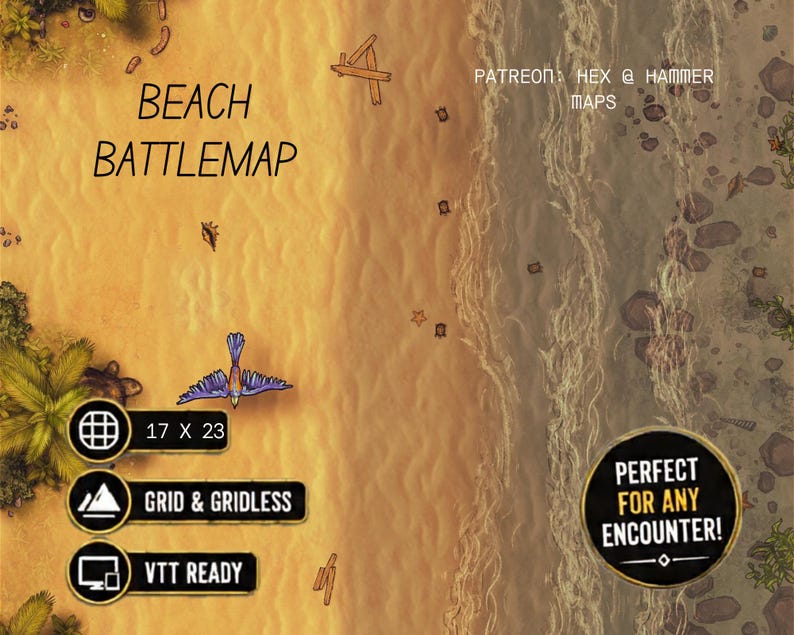 Beach Battlemap Dnd Battle Map | Fantasy Wilderness Encounter | Roll20 ...