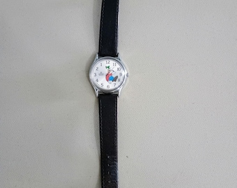 Relógio vintage raro da Disney com o Pateta ao contrário (prateado)