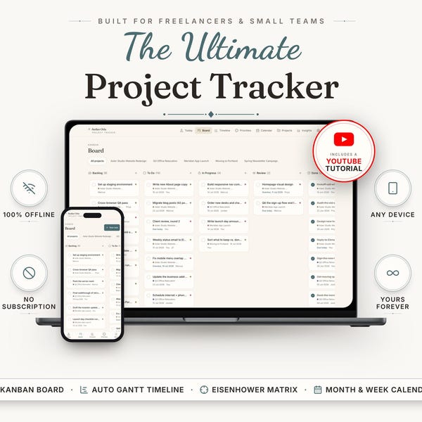 Project Tracker: Kanban, Gantt, Eisenhower Matrix, Calendar (Web App)