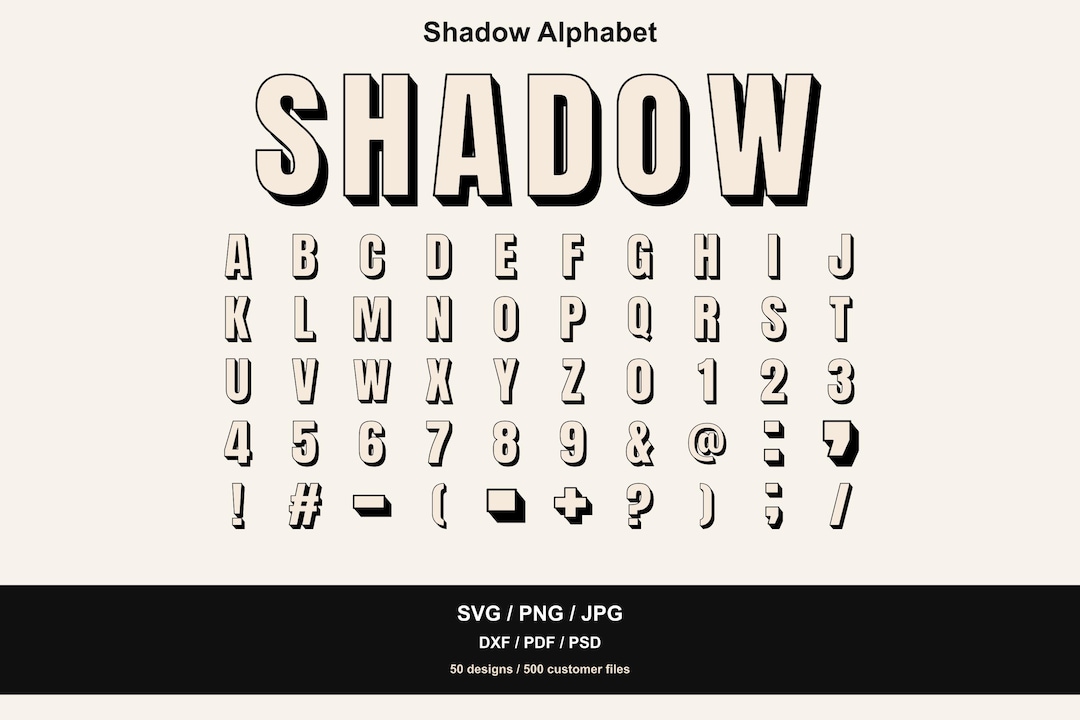 Shadow Abc's Shadow Alphabet SVG Bundle, Layered Block Letters, Numbers, Symbols ...
