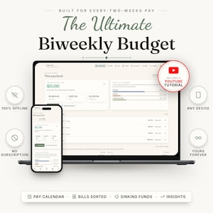 Biweekly Paycheck Budget Planner, Envelope Budgeting Organizer, Sinking Funds, Household Bill Calendar, Beginner Expense Tracker