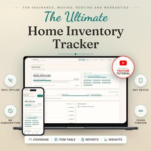 Inventaire du domicile : liste de contrôle pièce par pièce avec objets de valeur et registre des documents d’assurance