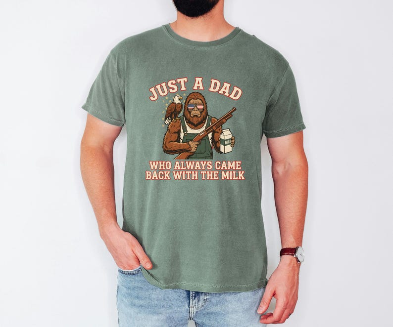 Funny Sasquatch Joke, Vintage Bigfoot Tee, Came Back Milk Shirt, Patriotic Papa Top, Fathers Day Gift Dad, Eagle Graphic Tshirt image 4