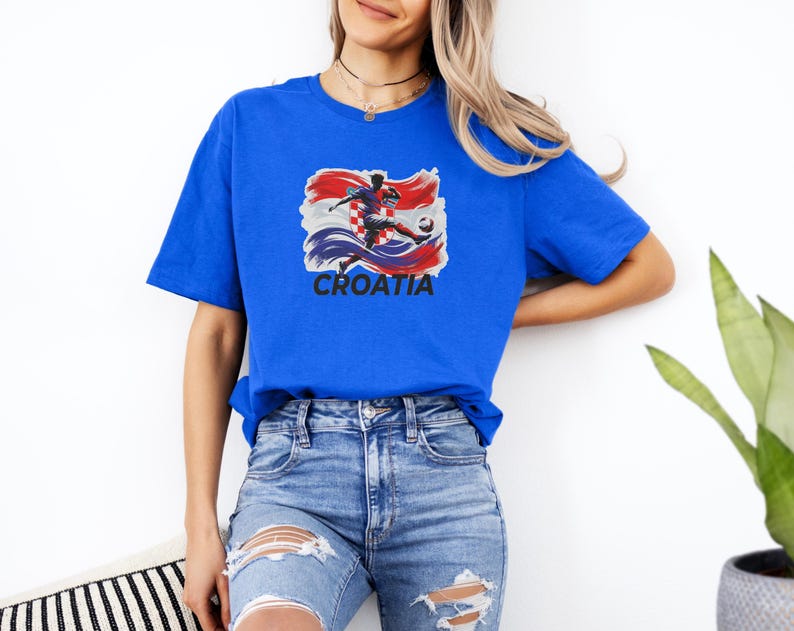 Croatian Football Gift Match Day Supporter Graphic Tee, Patriotic Country Soccer Fan Shirt, Croatia Unisex T-Shirt image 3