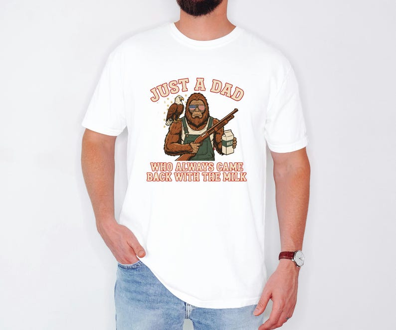 Funny Sasquatch Joke, Vintage Bigfoot Tee, Came Back Milk Shirt, Patriotic Papa Top, Fathers Day Gift Dad, Eagle Graphic Tshirt image 7