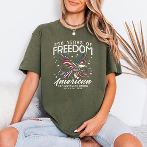 Freedom Patriotic Tee, 250th Anniversary Tshirt, July 4 Gift For Men, Vintage Eagle Top image 3