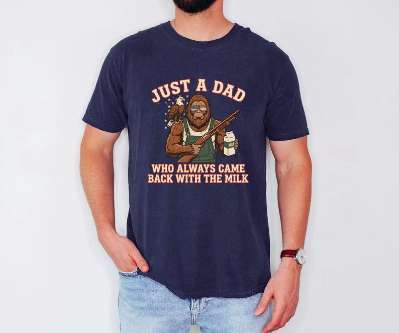 Funny Sasquatch Joke, Vintage Bigfoot Tee, Came Back Milk Shirt, Patriotic Papa Top, Fathers Day Gift Dad, Eagle Graphic Tshirt image 5