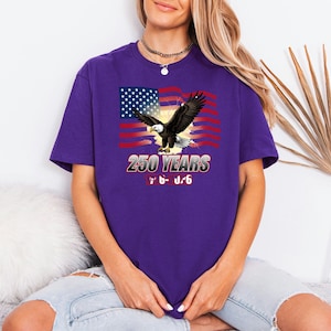 Retro Bald Eagle Top, America 250 T-Shirt, Vintage US Flag Gear, 1776-2026 Patriot Tee, Fourth Of July Present For Dad Patriot Tee immagine 10