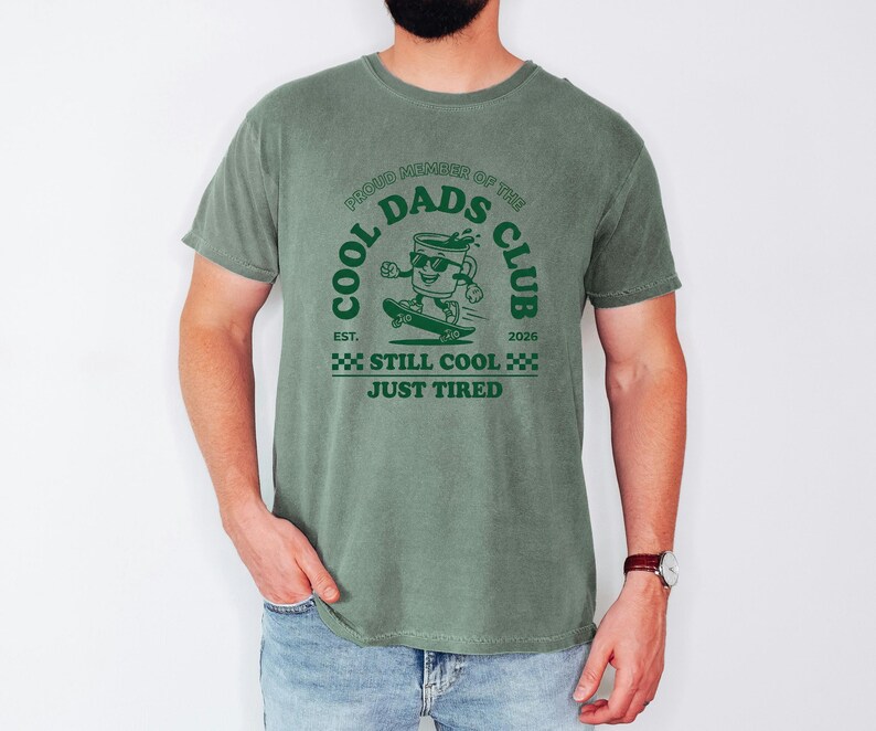 Retro Skater Tee, Dads Cool Club Shirt, Est 2026 Husband Top, Baby Shower Gift For Papa, Tired Mascot Tshirt, Comfort Colors Tee image 4