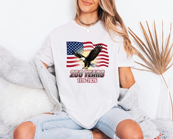 Retro Bald Eagle Top, America 250 T-Shirt, Vintage US Flag Gear, 1776-2026 Patriot Tee, Fourth Of July Present For Dad Patriot Tee