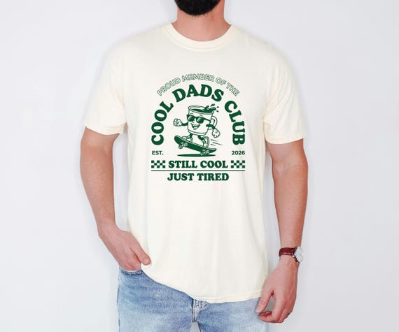 Retro Skater Tee, Dads Cool Club Shirt, Est 2026 Husband Top, Baby Shower Gift For Papa, Tired Mascot Tshirt, Comfort Colors Tee