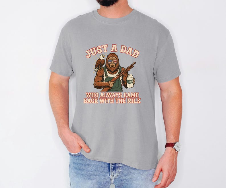Funny Sasquatch Joke, Vintage Bigfoot Tee, Came Back Milk Shirt, Patriotic Papa Top, Fathers Day Gift Dad, Eagle Graphic Tshirt image 2