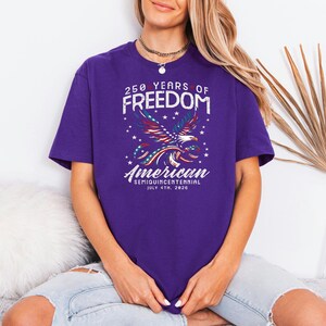 Freedom Patriotic Tee, 250th Anniversary Tshirt, July 4 Gift For Men, Vintage Eagle Top image 2
