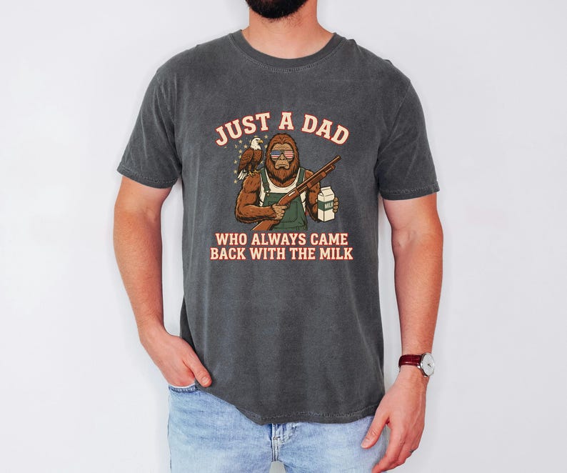 Funny Sasquatch Joke, Vintage Bigfoot Tee, Came Back Milk Shirt, Patriotic Papa Top, Fathers Day Gift Dad, Eagle Graphic Tshirt image 6