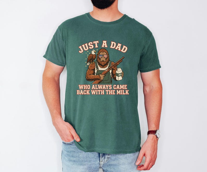 Funny Sasquatch Joke, Vintage Bigfoot Tee, Came Back Milk Shirt, Patriotic Papa Top, Fathers Day Gift Dad, Eagle Graphic Tshirt image 3