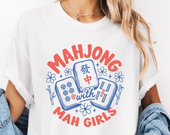Mahjong With Mah Girls Shirt, Comfort Colors Mahjong Tee, Vintage Retro Mahjong Lover Shirt, Cute Game Night T-Shirt, Gift for Her