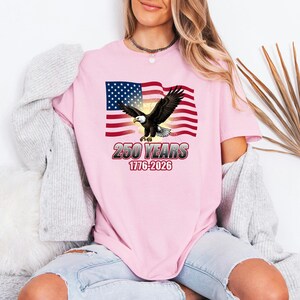Retro Bald Eagle Top, America 250 T-Shirt, Vintage US Flag Gear, 1776-2026 Patriot Tee, Fourth Of July Present For Dad Patriot Tee immagine 3