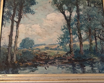Matilda Browne Erie Canal Oil Painting 1869-1947