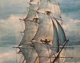 Vintage HMS Bounty Ship Lithograph
