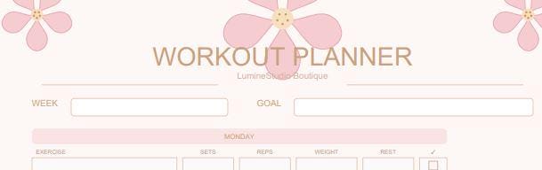 Weekly Workout Planner Printable | Exercise Log Sets Reps | Instant ...