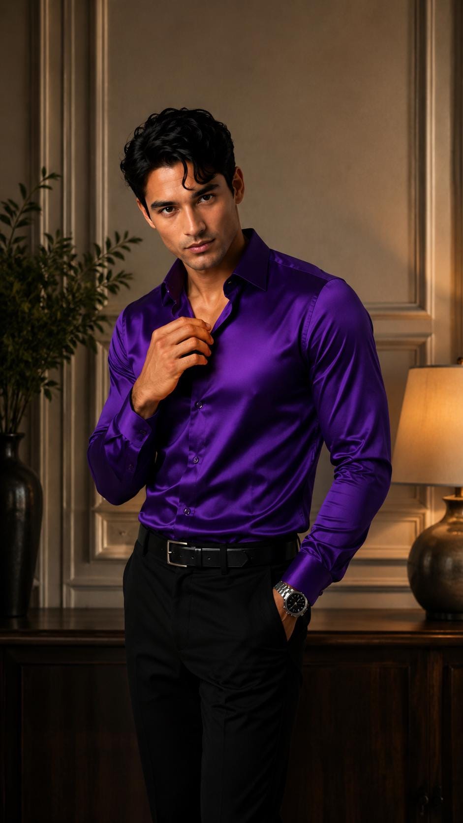 purple silk dress shirt Rich purple silk shirt, made to measure, handmade in Italy