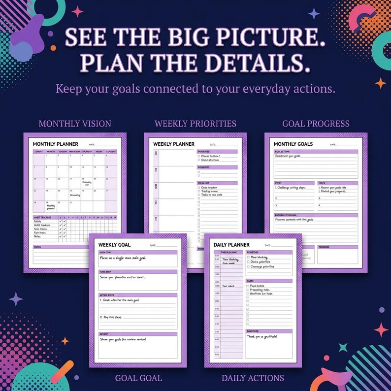Goal Tracker Planner PDF | 30 Templates, SMART Goals, Progress Tracking ...