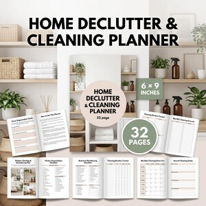 Planerare för städning, organisationsarbetsbok, checklista (digital nedladdning)