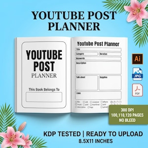 YouTube Video Content Planner | KDP Interior, Video Planning Log (Digital Download)