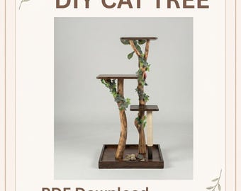 DIY Cat Tree House PDF Pattern, Wooden Cat Tower Wall Shelf Plan, Modern Climbing Furniture Template, Digital Download Cat Owner Gift