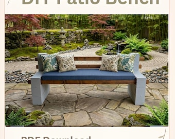 DIY Patio Bench Plan | Outdoor Wooden Bench Woodworking Plan | Backyard Garden Bench PDF | Easy Build Patio Furniture Plan