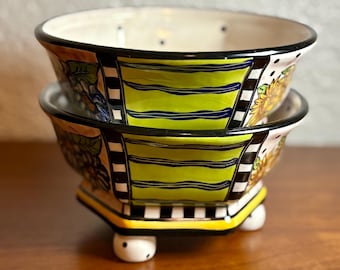 Prosper Designworks Footed Floral Bowls - Set of 2