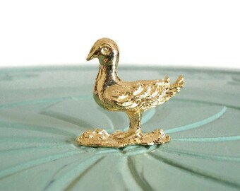 Miniature duck mallard bird animal brass vintage figurine small collectible