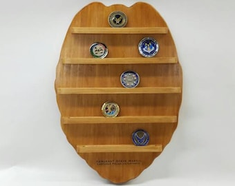 Wall Hanging Police Badge Challenge Coin Holder - Wood Police Display - Police Shield - Law Enforcement -  Officer - Handmade wooden