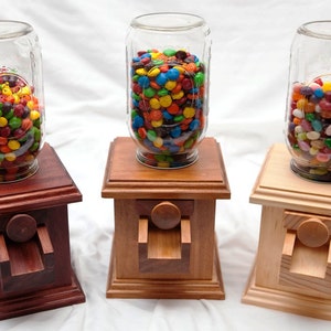 Hand-made Wooden Candy Dispenser - M&M® Peanut Skittles® Snack - Wood Candy Dispenser