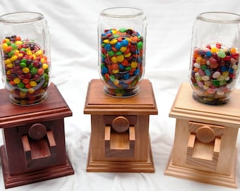 Hand-made Wooden Candy Dispenser - M&M® Peanut Skittles® Snack - Wood Candy Dispenser