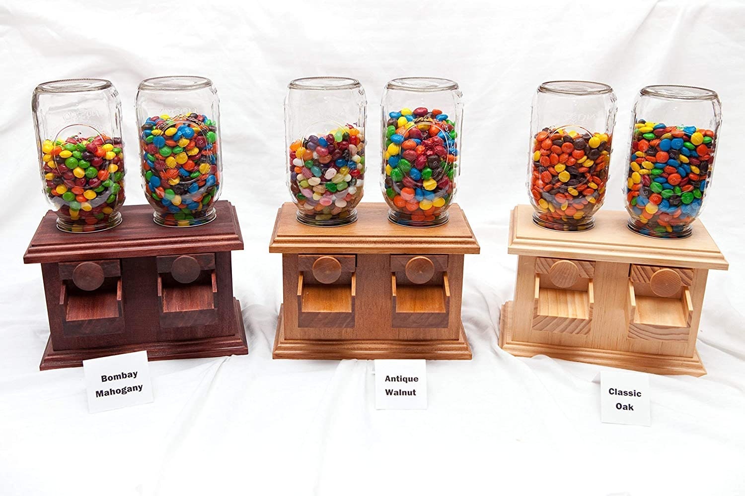 Hand-made DOUBLE Wooden Candy Dispenser - M&M® Peanut Skittles