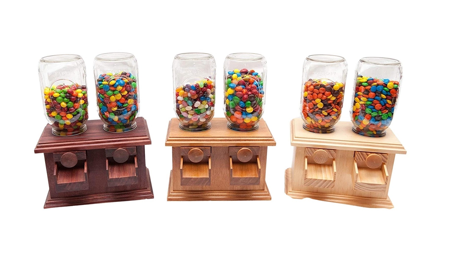 Dispenser di caramelle DOPPIO in legno fatto a mano M&M® Peanut Skittles®  Snack Dispenser di caramelle di legno -  Italia