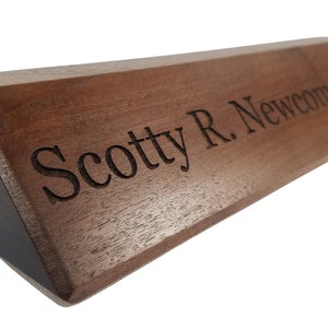 Walnut Desk Nameplates - Personalized Office Name Plate - Executive - Engraved Name, Desk Wedge