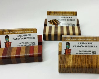 Wood Business Card Holder, Wooden Desk / Office Display, Domestic & Exotic Woods