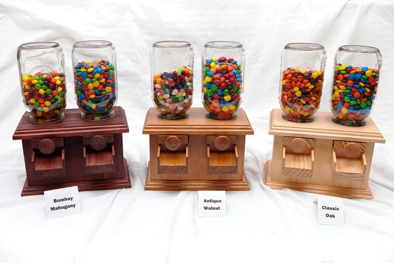 Handmade DOUBLE Wooden Candy Dispenser M&M Peanut Skittles Etsy