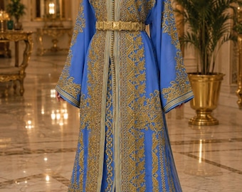Royal Blue Moroccan Takchita 2026, Handmade Bridal Kaftan, Wedding Engagement Caftan, Moroccan Caftan, Kaftan Marocain