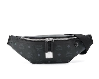 Torba na pasek MCM Fursten Visetos, skórzana saszetka z monogramem