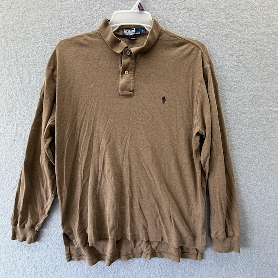 Polo Ralph Lauren, Vintage 90s Polo Ralph Lauren Mens Large Shirt Brown Minimalist Preppy Old Money