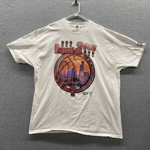 Vintage 1998 Chicago Bulls Repeat 3-Peat Starter T Shirt L NBA Finals Jordan