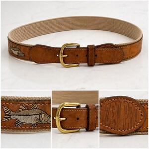 VINTAGE Brown Leather Belt with Gold Buckle Sz M 34 Inches Long 1980s Brown Padded Leather Belt With Gold Buckle 30-34  main image 4