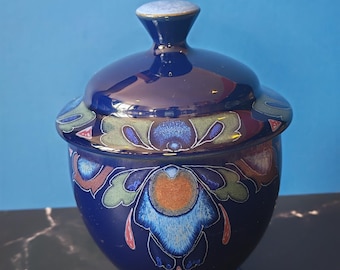 Vintage Denby Marrakesh Lidded Sugar Bowl - 13cm Cobalt Blue Stoneware - Made in England, Discontinued