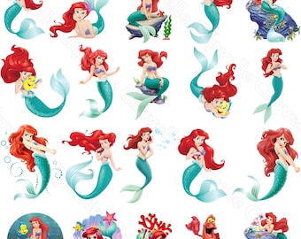 Kleine zeemeermin PNG-bundel, zeemeermin prinses clipartset, Ocean Princess sublimatieontwerp, digitale download