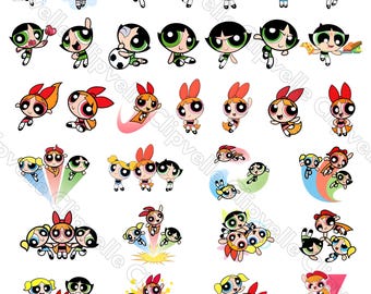 Powerpuff Girls png-bundel, cute cartoon clipartpakket, transparante png-bestanden, sublimatieontwerpen, instant download
