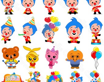 Plim Plim PNG Bundle, Cute Clown Cartoon Clipart Set, Kids Birthday Sublimation Design, Digital Download