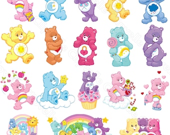 Troetelbeertjes PNG-bundel, schattige regenboogbeer clipartset, kinderen cartoon sublimatieontwerp, digitale download